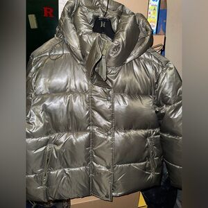 Women's Shiny Olive Gap Puffer Coat Size Large BrandNew